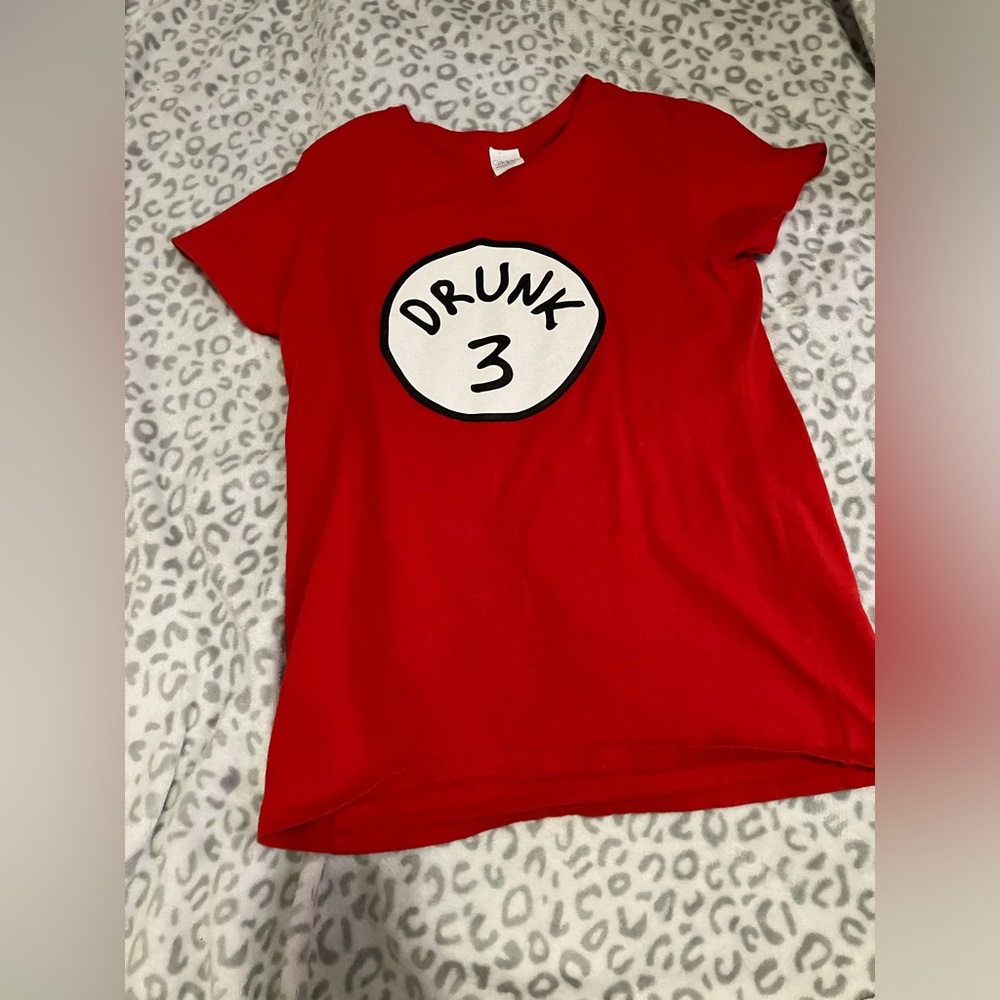 Red Graphic T-Shirt with Drunk 3 Design